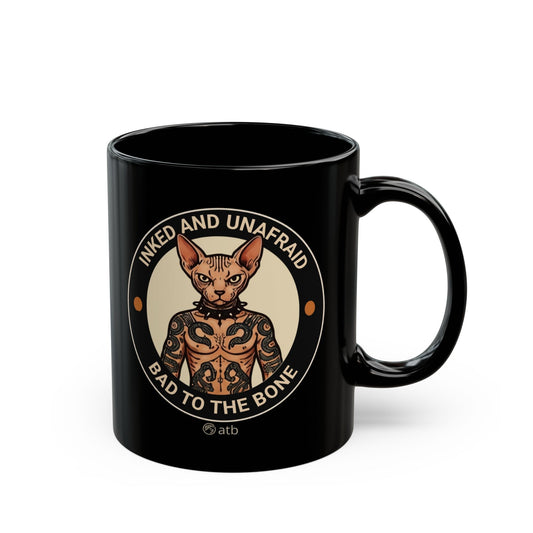 Rock Cat Mug – Funny Black Coffee Cup for Cat Lovers – Inked And Unafraid