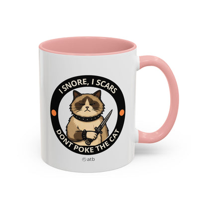 Funny Cat Mug – Funny Coffee Cup for Cat Lovers – I Snore, I Scars