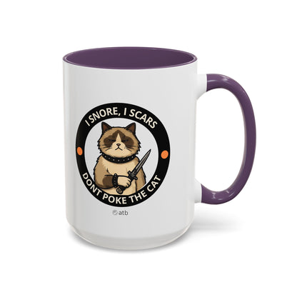 Funny Cat Mug – Funny Coffee Cup for Cat Lovers – I Snore, I Scars