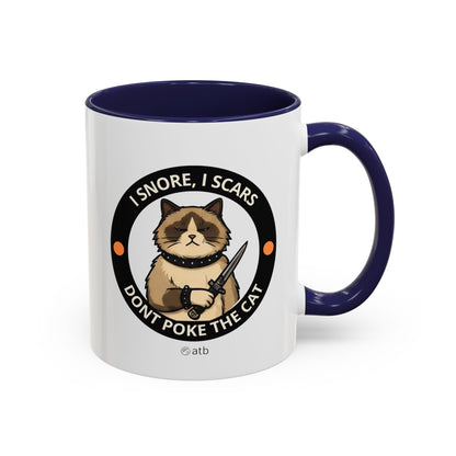 Funny Cat Mug – Funny Coffee Cup for Cat Lovers – I Snore, I Scars