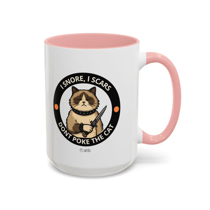 Funny Cat Mug – Funny Coffee Cup for Cat Lovers – I Snore, I Scars