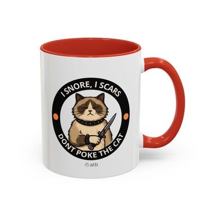 Funny Cat Mug – Funny Coffee Cup for Cat Lovers – I Snore, I Scars
