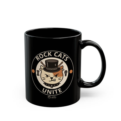 Rock Cat Mug – Funny Black Coffee Cup for Cat Lovers – Rock Cats