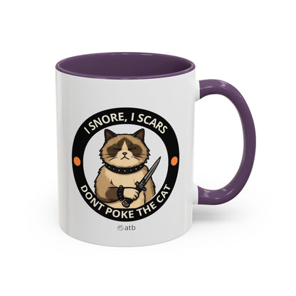 Funny Cat Mug – Funny Coffee Cup for Cat Lovers – I Snore, I Scars