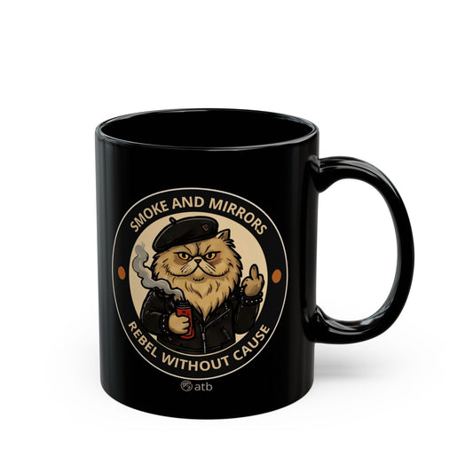 Rock Cat Mug – Funny Black Coffee Cup for Cat Lovers – Smoke And Mirrors