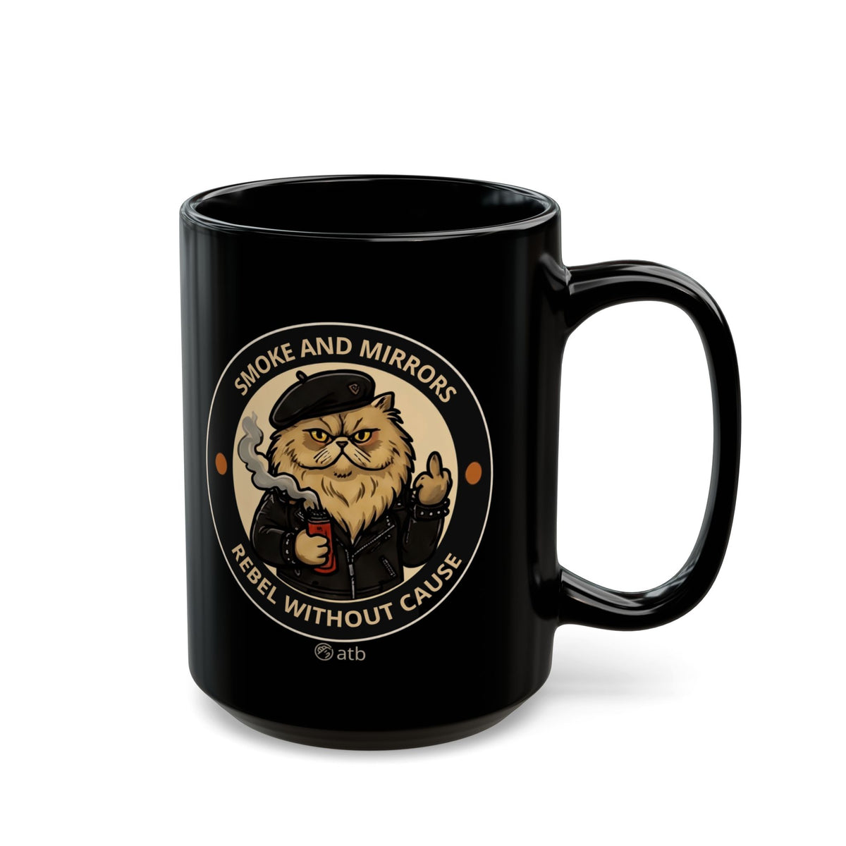Rock Cat Mug – Funny Black Coffee Cup for Cat Lovers – Smoke And Mirrors