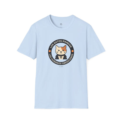 Camiseta Gato Rockero, Los Gatos Mandan Los Humanos Obedecemos, Regalo Amante de Gatos, Camiseta Divertida